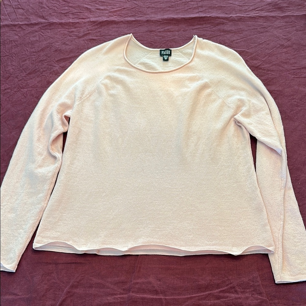 Eileen Fisher XL ballet pastel pink blush Long Sleeve Relaxed Sweater wool top